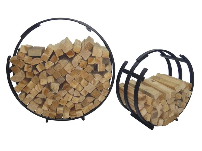 Brennholz Stapelregal Rund S, Ø 55,5 x 25 cm (schwarz)