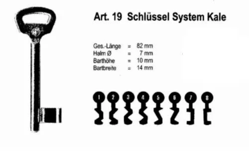 Buntbartschlüssel System Fliether Artikel 945 108 Zimmertür Nr 51 – 74
