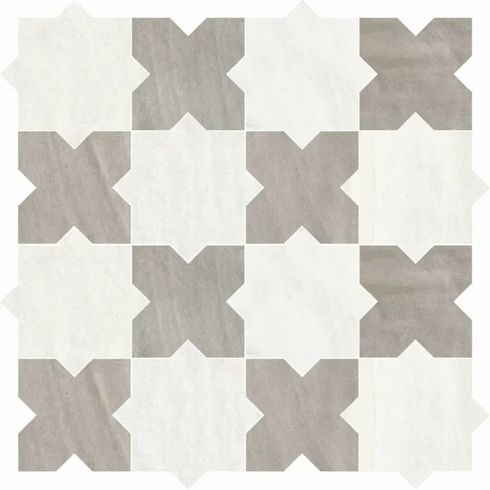 Ceramica Gazzini Deco Style Decoro Hydro-Med White-Grey Glossy Poliert Mosaikfliese 25,6×25,6 R10 Art.-Nr. 262601