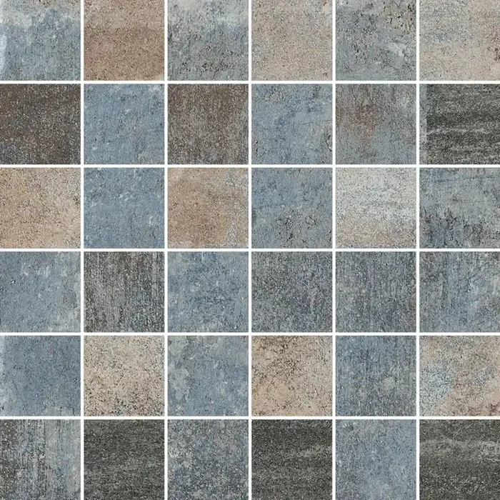 Ceramica Gazzini Opus Stone Blu Mosaico Burattato Su Rete Matt Mosaikfliese 5×5 (30×30) R10 Art.-Nr. 041197