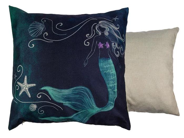 Deko Sofa Kissen Meerjungfrau maritim Sofakissen 40x40cm Kissenbezug mit Füllung
