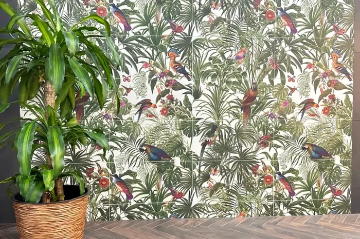 Dekorfliese Urban Jungle Wandbild Dschungel matt „Pantanal“ Set aus 8 Teilen á 30×60 cm