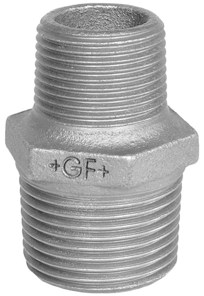 Doppelnippel reduziert Nr. 245, 6/4″x1″, verzinkt