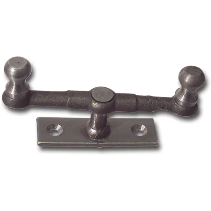 Doppelreiber mit Eisenknopf auf eckiger, gerader Platte, 15 mm, Stahl blank