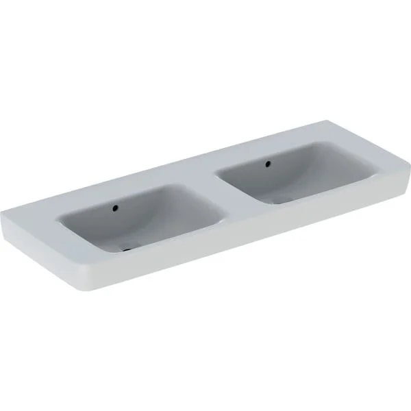 Doppelwaschtisch 130cm, o. Hahnloch m. Überlauf