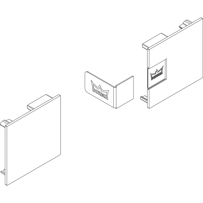 DORMA-Glas Muto 80 Abdeckkappen Wand-/Deckenmontage Aluminium silber eloxiert
