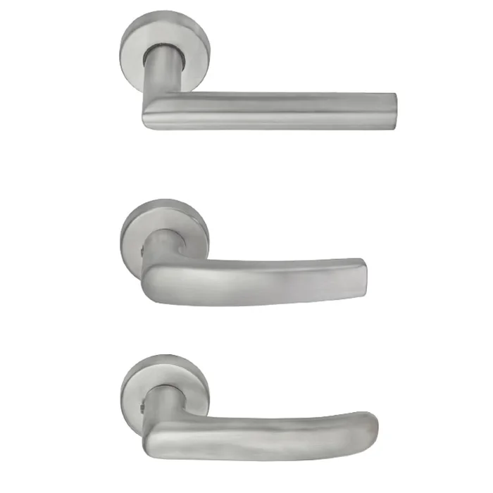 Drücker ohne Rückholmechanik, festdrehbar auf Rosette gelagert