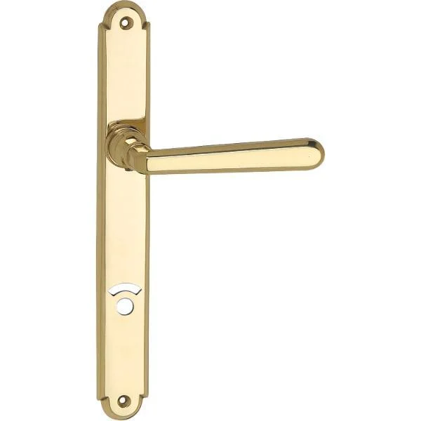 Drückergarnitur ALT – WIEN – auf Schild WC 90, Messing poliert/PVD