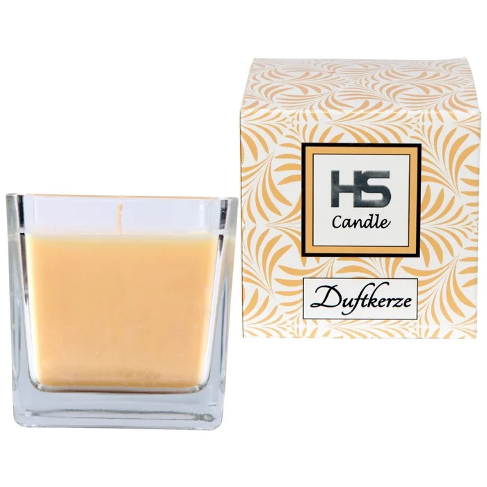Duftkerze im Glas, Vanille, 8cm x 8cm (gelb)