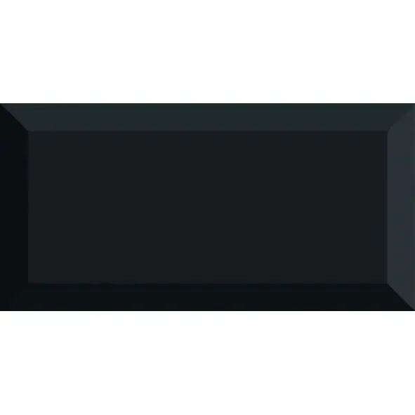 Facette Metro Schwarz Wandfliese glasiert, glänzend Rundkante 10x20x0,9