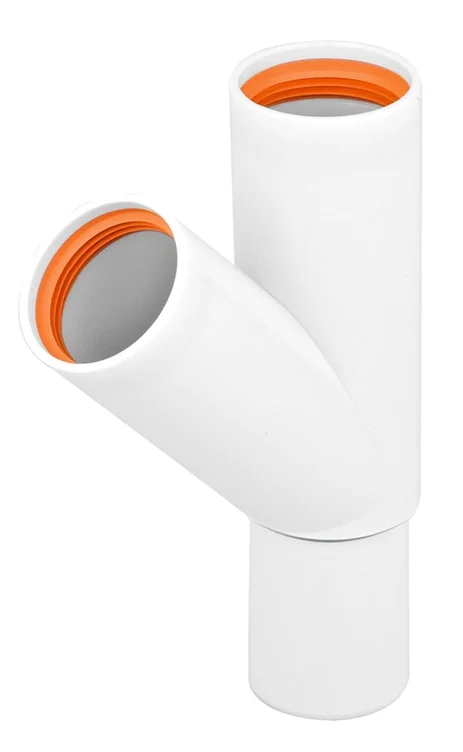 Faluplast PP T-Rohr 40x45GR 2-mu, mit Gummidichtung, zum Einbau