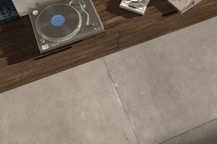 Fliese Betonoptik braun 60×60 cm „Cloud Taupe“ Zementoptik rektifiziert