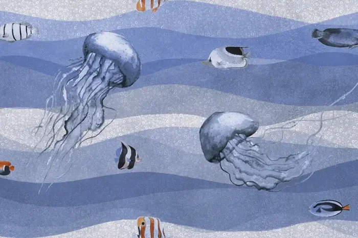 Fliese Unterwasserwelt 60×120 cm Fische & Quallen „Fantasy Pacific“ Dekorfliese rektifiziert