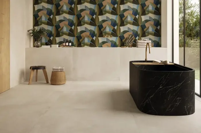 Fliese warme Betonoptik creme elfenbein 120×120 cm „Azuma Up Ivory“ Imola matt rektifiziert