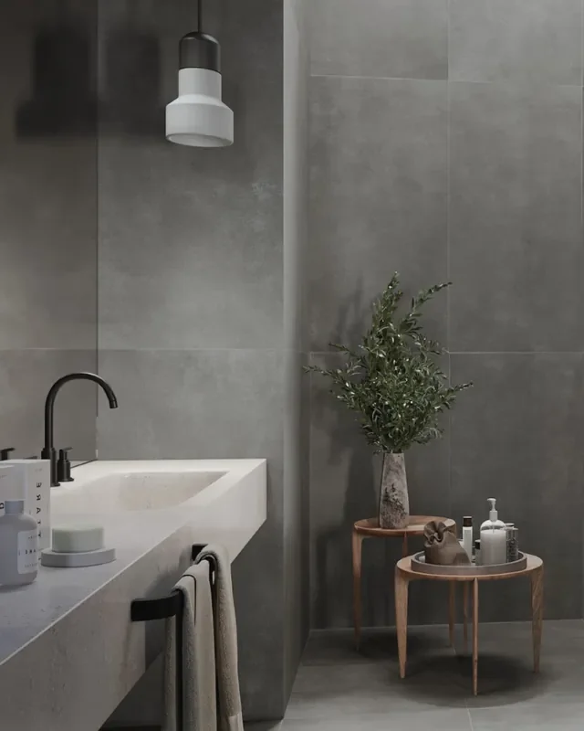 Fliesen Betonoptik Anthrazit 60×120 cm WORK Coal