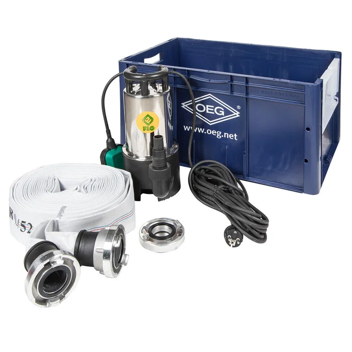 Flutbox mit Tauchpumpe und 20 Meter C-Schlauch Hochwasser Gesamtpaket