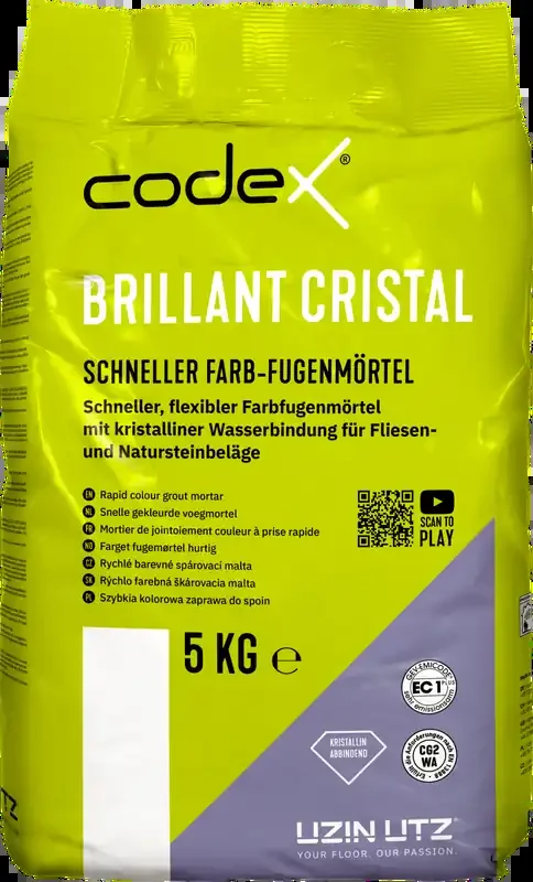 Fugenmörtel für Fliesen & Naturstein „Codex Brillant Cristal“ jurabeige schnell erhärtend flexibel 5 kg