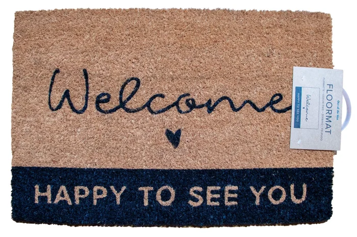 Fußmatte Welcome happy to see you 60×40 cm Kokosfaser Türvorleger Abtreter