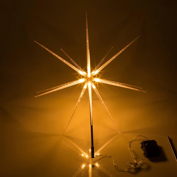 Gartenstecker Stern mit 14 LED warmweiß, Batteriebetrieb mit Timer, IP44