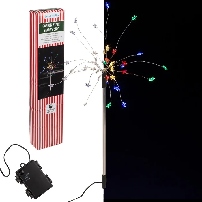 Gartenstecker Sternenhimmel mit 40 LED bunt, Batteriebetrieb mit Timer