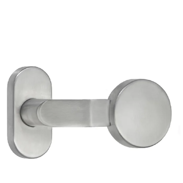 gekröpfter Flachknopf fest, oder festdrehbar auf Rosette, Edelstahl, 005/350/50