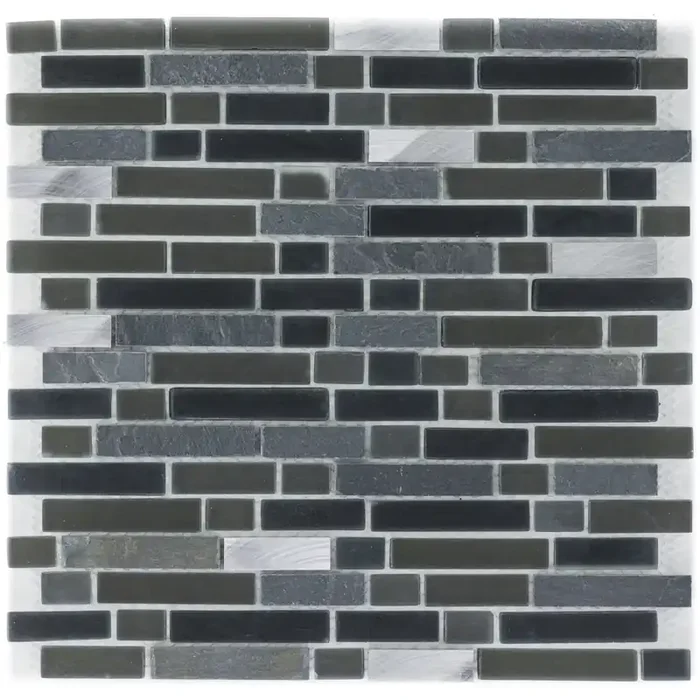 Glas Schwarz Schiefer Graphit Edelstahl Brick Mosaik – – 30,6×30,6