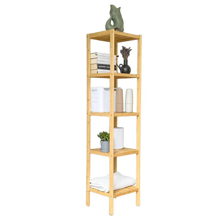 Grafner Badregal mit 5 Etagen aus Bambus 147x33x33 cm