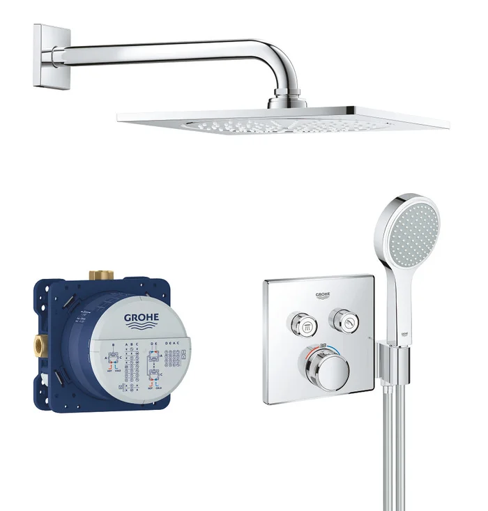 Grohe Grohtherm SmartControl Duschsystem mit Thermostat & Rainshower F-Series 10″ Kopfbrause