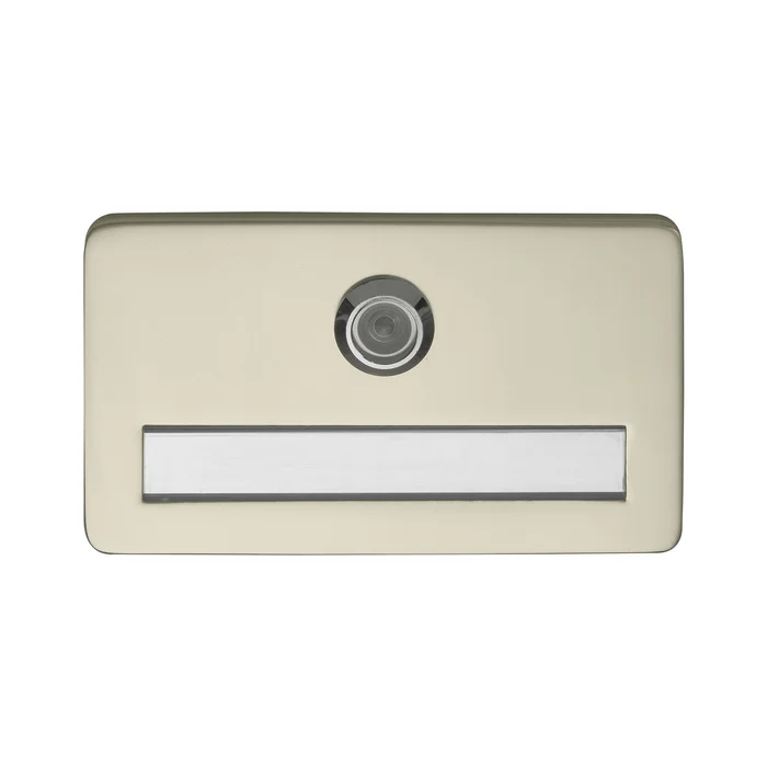 Grundmann FH Namensschild m.Türgucker, 120x70x6, Linse 170°, TS 34-44, neusilber