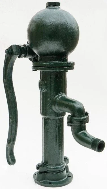 Handkolben Schwengelpumpe Größe 75 grün grundiert, Spielplatzpumpe