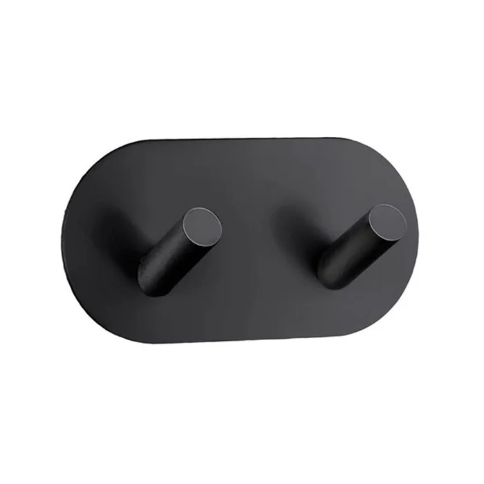 Handtuchhaken 2 Haken Schwarz QBad Round