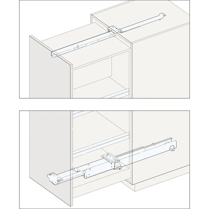 HAWA-FORTE Schrankauszug Länge 680 mm, Tiefe 685 mm, KB lichtgrau RAL 7035