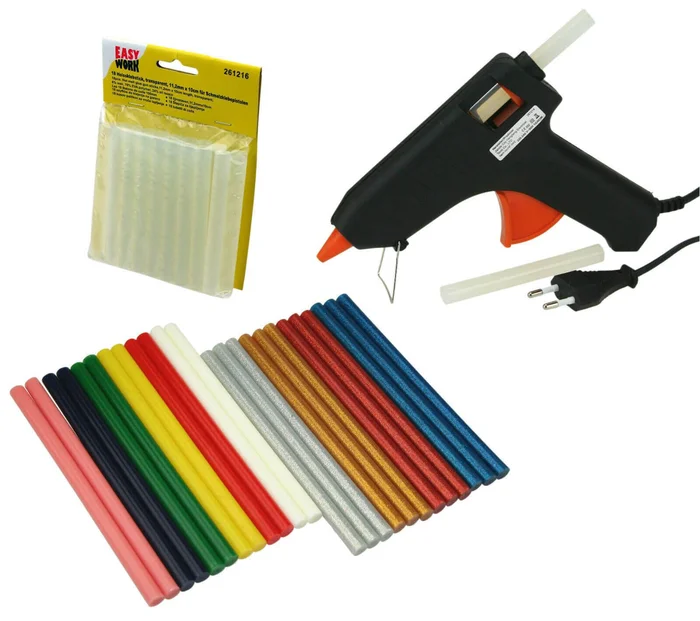 Heißklebepistole Set XL mit Klebesticks bunt glitzer transparent