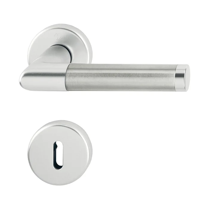 Hoppe Drückergarnitur AMSTERDAM – auf Rosette BB, 37 – 47, silber eloxiert/Edelstahl