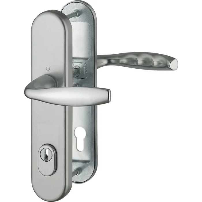 Hoppe SH-Drückergarnitur NEW YORK-auf Schild PZ88/2, 67-72, mit Kzs.,Edelstahl Eff.