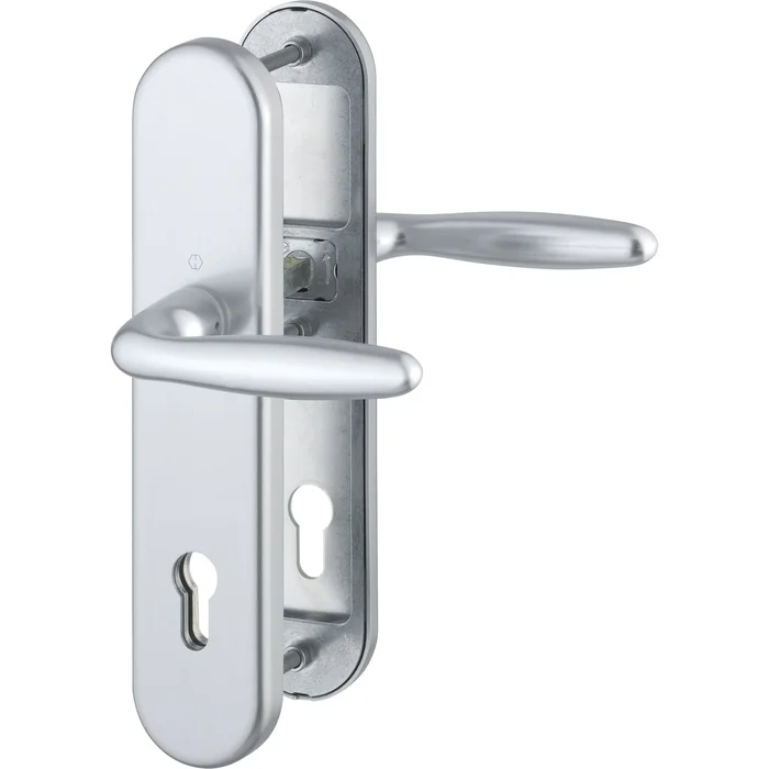 Hoppe SH-Drückergarnitur VERONA-auf Schild PZ88, SST, ohne Kzs., 42-47, silber