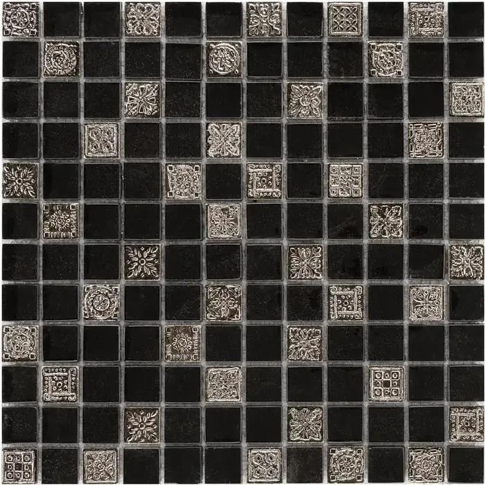 Inka Black Reliev Mosaik – – 30×30