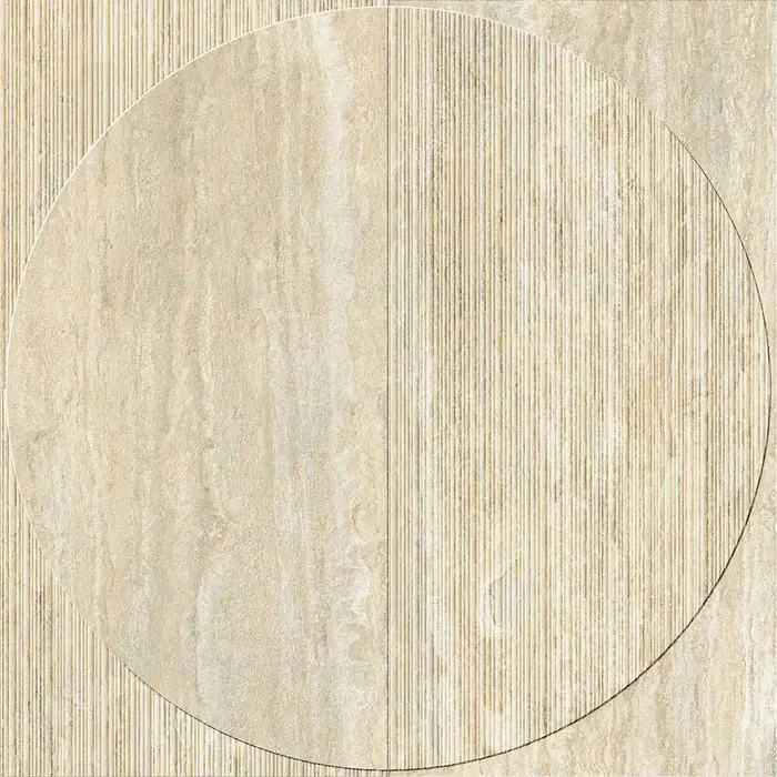 Italgraniti I Travertini Beige Vein Cut Decoro Radio 3D Matt 2er-Dekorset 60×120 (120×120) Art.-Nr. TR03DRD