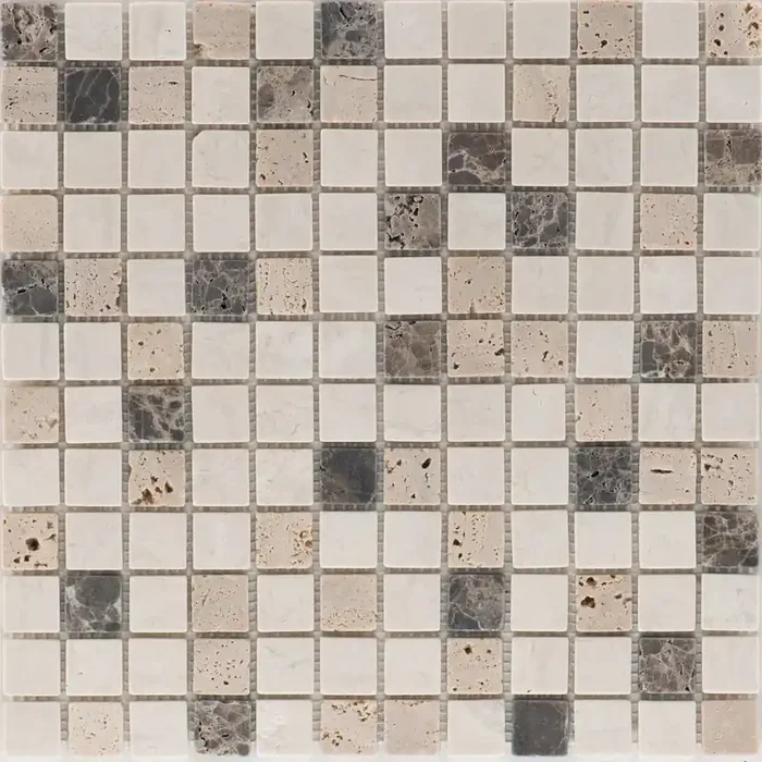 Kronos/Travertin Beige Noce Marron Emperador/getrom. Mosaik – – 30,5×30,5