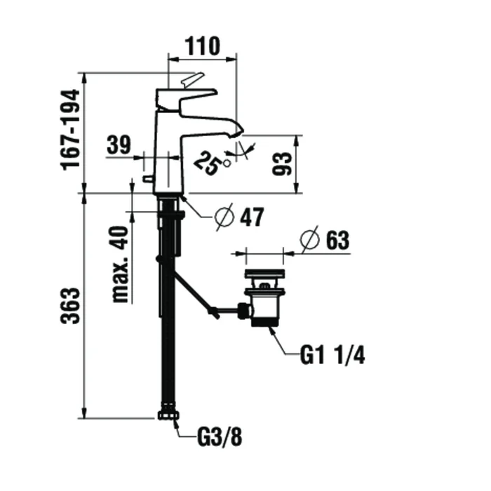 Laufen Pure Einhebel-Waschtischmischer 110 mm