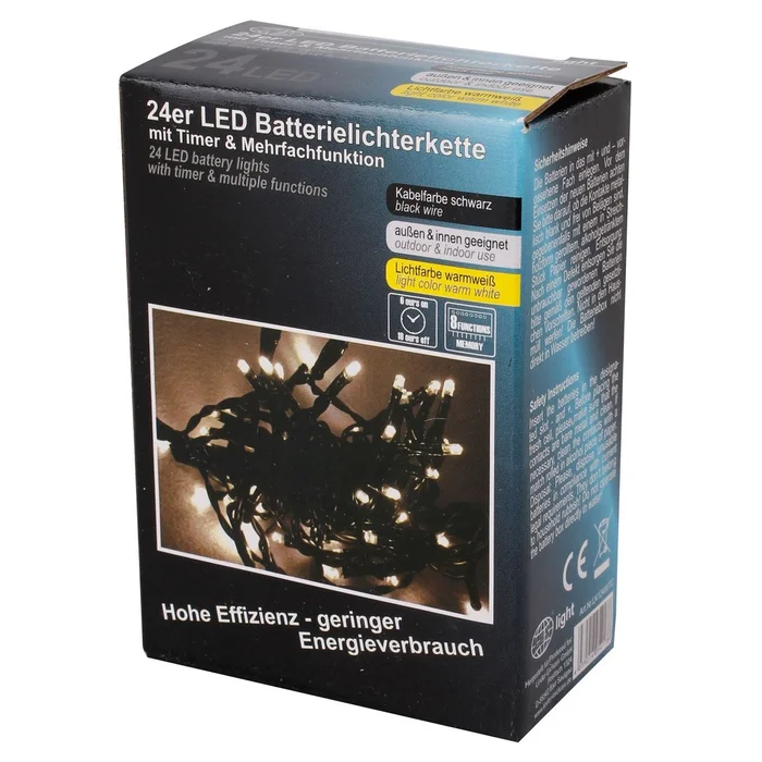 Lichterkette 24 LEDs, mit Batterie/ Timer, WW