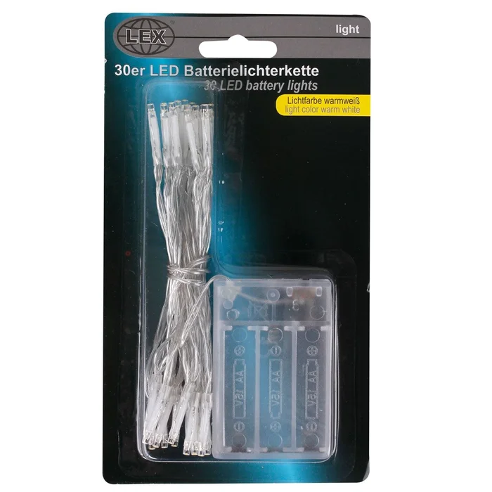 Lichterkette, Batterie, 30 LEDs, WW, 3,2 m