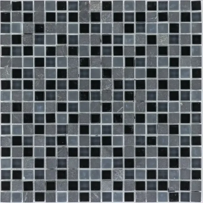 Marmor Black Glasmix Schwarz Mosaik – – 30×30