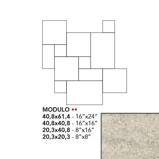 Mediterrane Fliese im römischen Verband Borgogna matt Perigueux Grigio