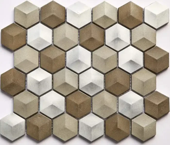 Musterfliesenstück für FKEU Kollektion Mosaico 08 Grau-Braun-Silber Mix Mosaikfliese Tafel 25×29 Art.-Nr. FKEU0990786