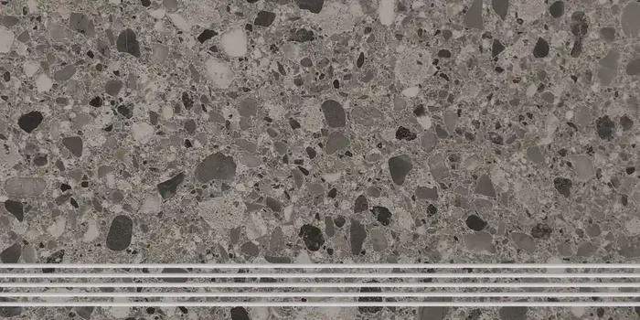 Musterfliesenstück für FKEU Terrazzostone Greige Stufe 30×60 R10/A Art.-Nr. FKEU0991721
