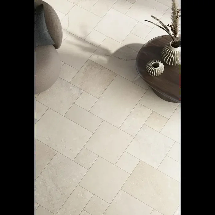 Natursteinoptik Fliesen im Römischen Verband Tuffeau Bianco