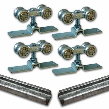NEU 2x Laufschiene 2m + 2x Beschlag 90kg Tür Schiebetür Tor (2×30076 + 2×30074)