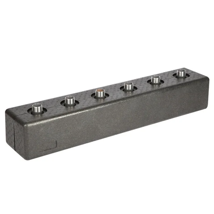 OEG 3-facher Heizungsverteiler bis 3m³/h Durchfluss mit Isolierung Achsmaß 125mm