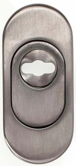 ovale Kernziehschutz Schieberosette aus Edelstahl, 74x33x14,5 mm, Kernziehschutz